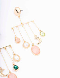 Gold Multi Charm Drop Earrings - link has visual effect only