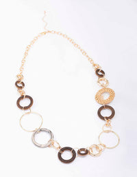 Gold Mixed Circle Chain Necklace - link has visual effect only