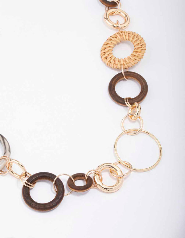 Gold Mixed Circle Chain Necklace