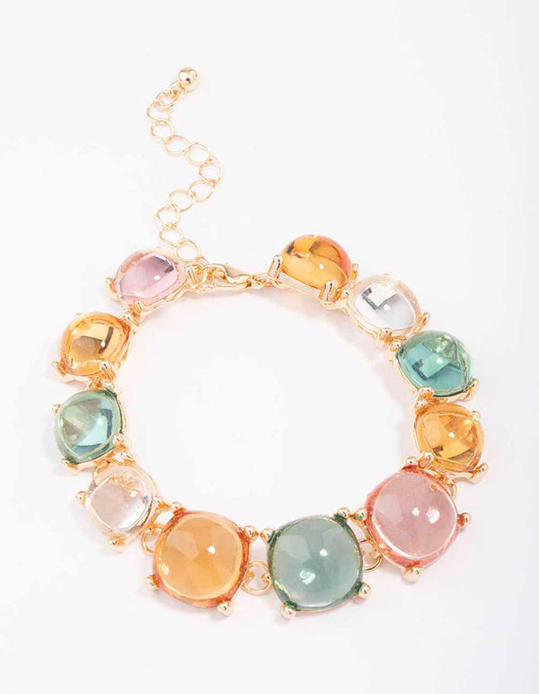 Gold Transparent Round Stone Bracelet