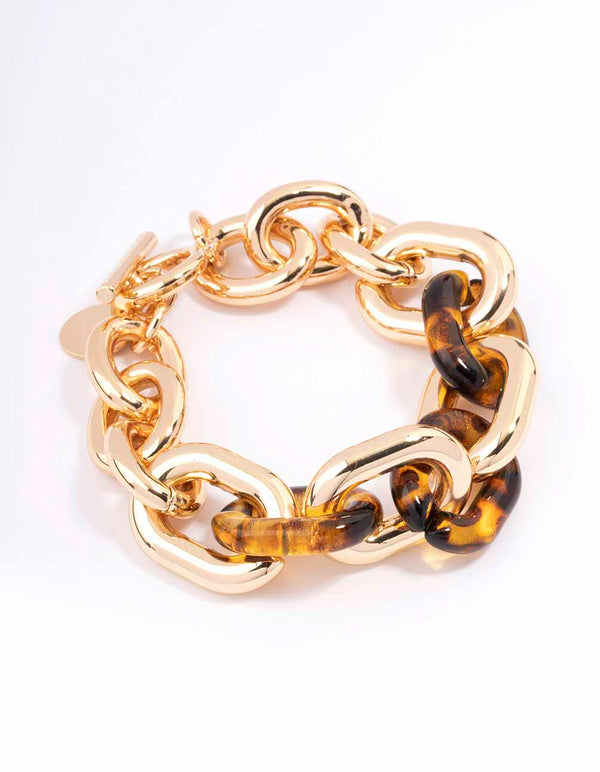 Gold & Tortoiseshell Link Chain Bracelet