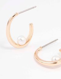 Gold Simple Pearl Hoop Earrings - link has visual effect only