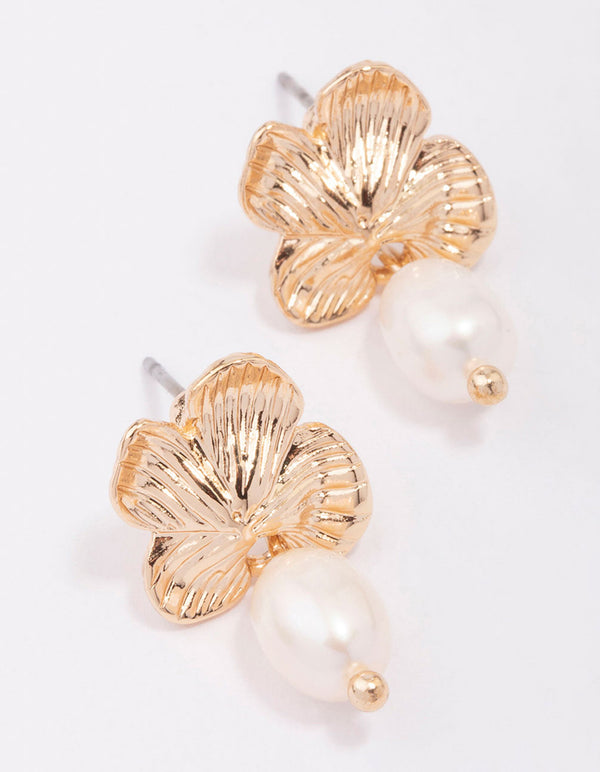  Wiwpar Gold Large Double Flower Earrings for Women