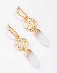 Gold Plated Semi-Precious Coin Drop Earrings - link has visual effect only