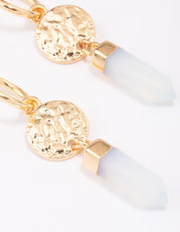 Gold Plated Semi-Precious Coin Drop Earrings - link has visual effect only