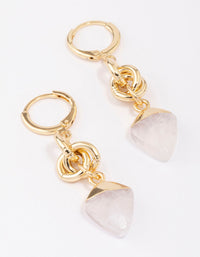 Gold Plated Linked Semi-Precious Drop Earrings - link has visual effect only