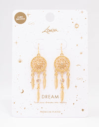 Gold Plated Dream Catcher Drop Earrings - link has visual effect only