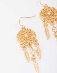 Gold Plated Dream Catcher Drop Earrings - link has visual effect only