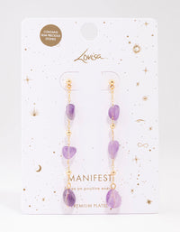 Gold Plated Trail Amethyst Drop Earrings - link has visual effect only