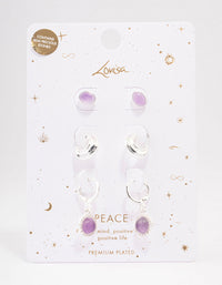 Silver Plated Round Amethyst Earring 3-Pack - link has visual effect only