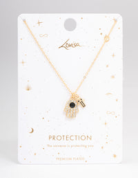 Gold Plated Hamsa Charm Cubic Zirconia Necklace - link has visual effect only