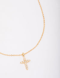 Gold Plated Crystal Cross Pendant Necklace - link has visual effect only