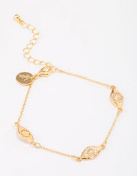 Gold Plated Cubic Zirconia Evil Eye Station Bracelet - link has visual effect only