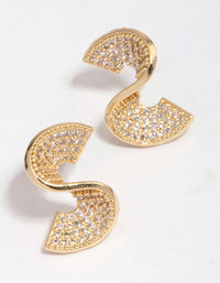 Gold Plated Cubic Zirconia Twisted Stud Earrings - link has visual effect only