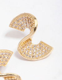 Gold Plated Cubic Zirconia Twisted Stud Earrings - link has visual effect only