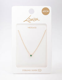 Gold Plated Sterling Mini Emerald Silver Cubic Zirconia Pendant Necklace - link has visual effect only