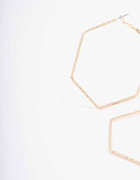 Gold Hexagon Hoop Earrings - link has visual effect only