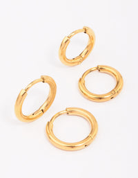 Gold Plated Surgical Steel Classic Hoop Earring Pack - link has visual effect only