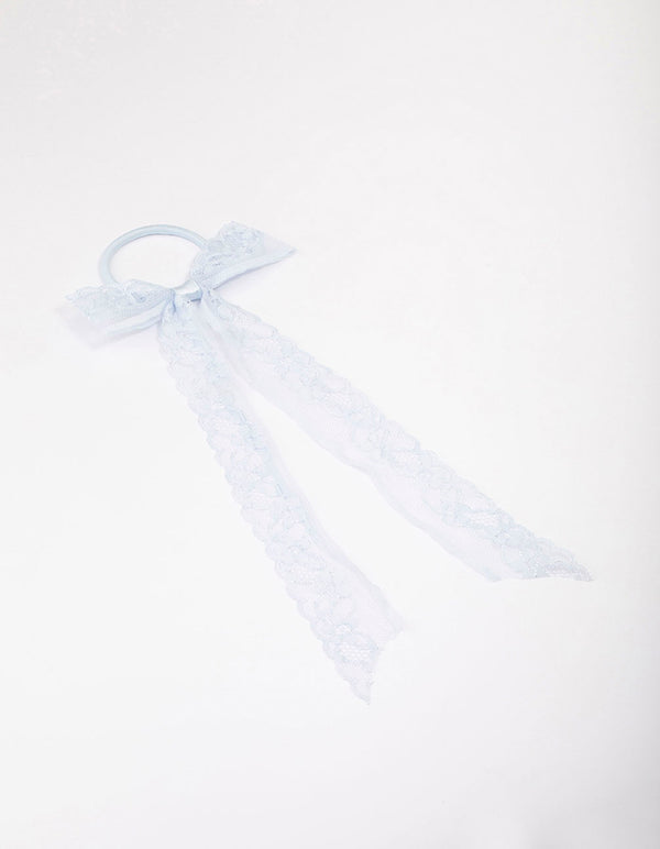 Blue Lace Bow Hair Tie - Lovisa