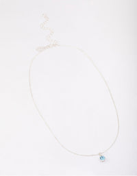 Silver Blue Crystal Solitaire Pendant Necklace - link has visual effect only