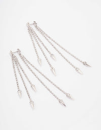 Silver Tassel Cup Chain Drop Earrings - link has visual effect only