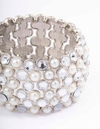 Silver Pearl Large Statement Bracelet - link has visual effect only