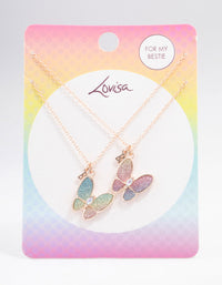 Kids Rose Gold Glitter Butterfly Pendant Necklace Pack - link has visual effect only