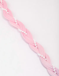 Pink & Purple Ombre Faux Hair Pearl Braided Hair Elastic - link has visual effect only