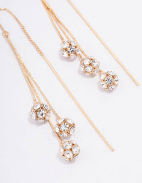 Gold Triple Ball Graduating Chain Drop Earrings - link has visual effect only