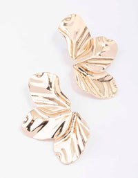 Gold Triple Petal Drop Earrings - link has visual effect only