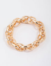 Gold Large Chain Stretch Bracelet - link has visual effect only