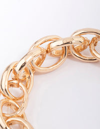 Gold Large Chain Stretch Bracelet - link has visual effect only