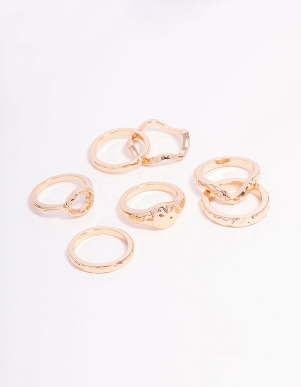 Gold Molten Organic Ball Ring 7-Pack