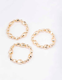 Gold Organic Oval Beaded Stretch Bracelet 3-Pack - link has visual effect only