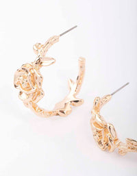 Gold Rose Hoop Earrings - link has visual effect only