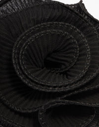 Black Fabric Plisse Spiral Floral Hair Clip - link has visual effect only