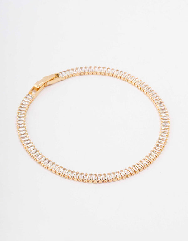 Gold Plated Crystal Baguette Tennis Bracelet