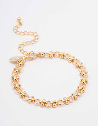 Gold Plated Interlocking Chain Bracelet - link has visual effect only