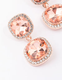 Rose Gold Double Square Halo Drop Earrings - link has visual effect only