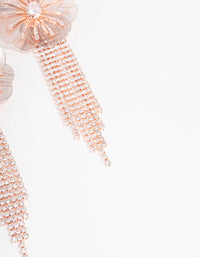 Rose Gold Flower Diamante Cup Chain Drop Earrings - link has visual effect only