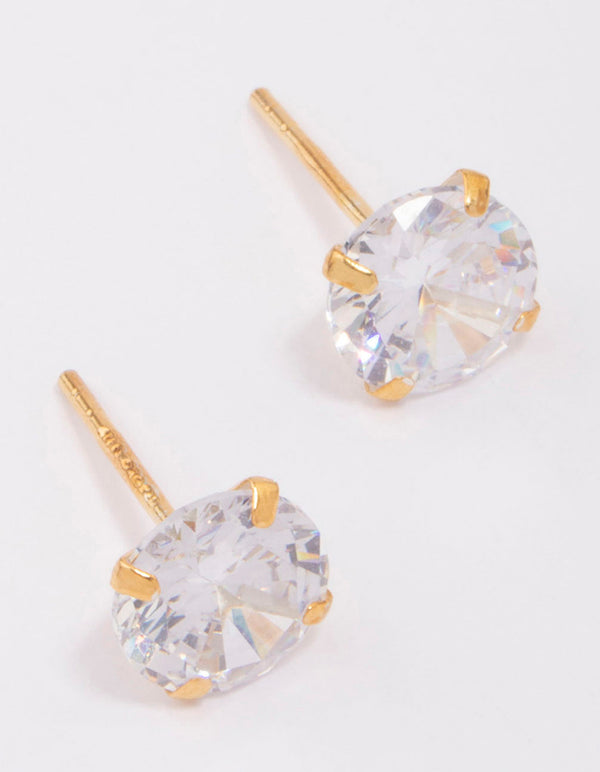 Gold Plated Sterling Silver Cubic Zirconia Stud Earrings