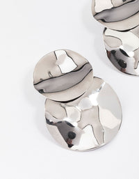 Silver Double Wave Disc Drop Earrings - link has visual effect only