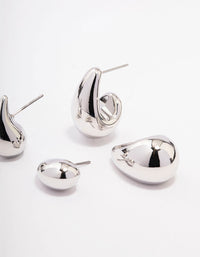 Rhodium Teardrop Shaped Earring Pack - link has visual effect only