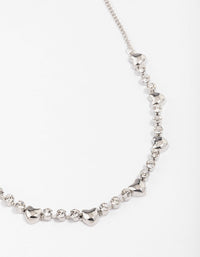 Rhodium Heart & Diamante Necklace - link has visual effect only