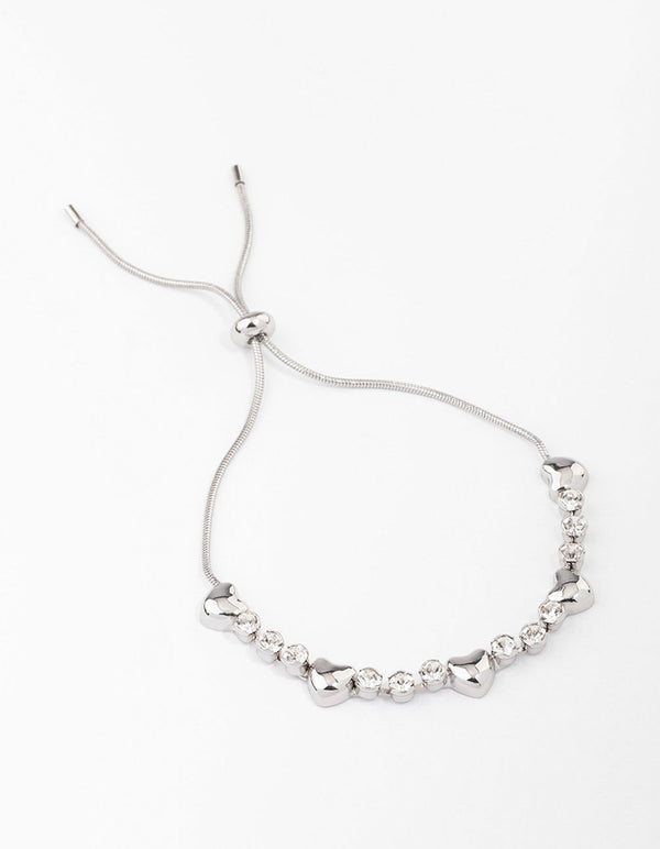 Silver Heart & Diamante Bracelet