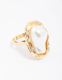 Gold Molten Pearl Statement Ring - link has visual effect only