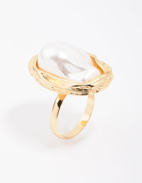 Gold Molten Pearl Statement Ring - link has visual effect only