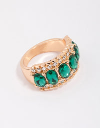 Gold Regal Emerald Oval Band Ring - link has visual effect only