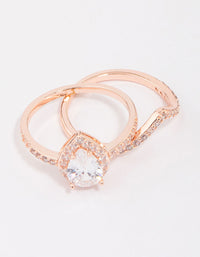 Rose Gold Crowned Pear Diamante Ring - link has visual effect only