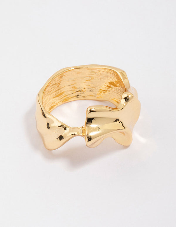 Gold Plated Molten Texture Band Ring